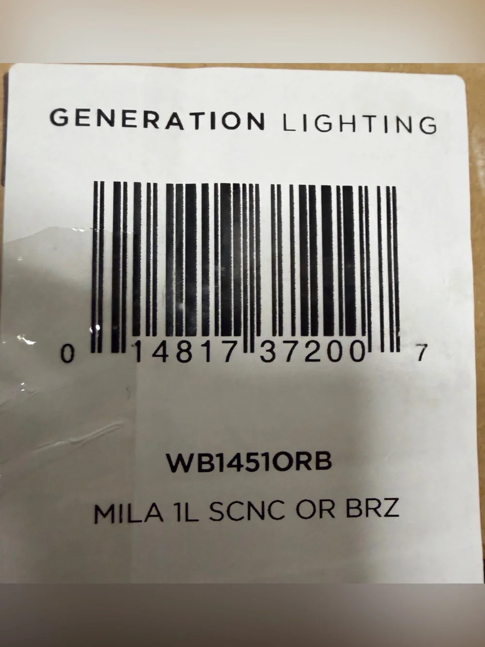 Generation Lighting Mila WB1451ORB Wall Sconce Oil Rubbed Bronze New!
